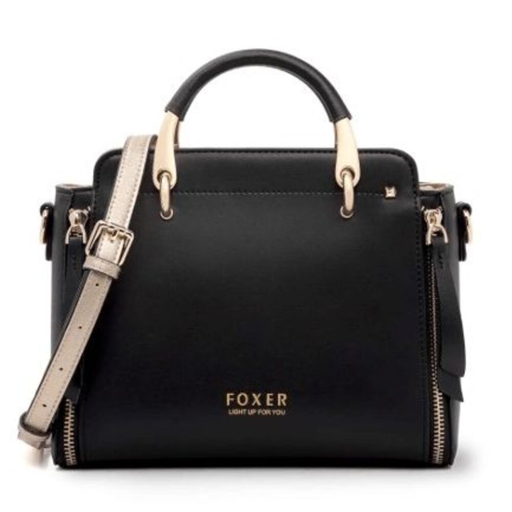 Foxer Cross Body Purse Light Up For You W Brass Accents & Hardware Faux Leather